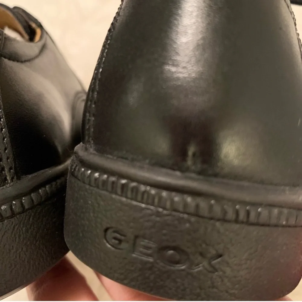 Geox Leather Unisex-Child School Uniform Dress Shoes, black size 32